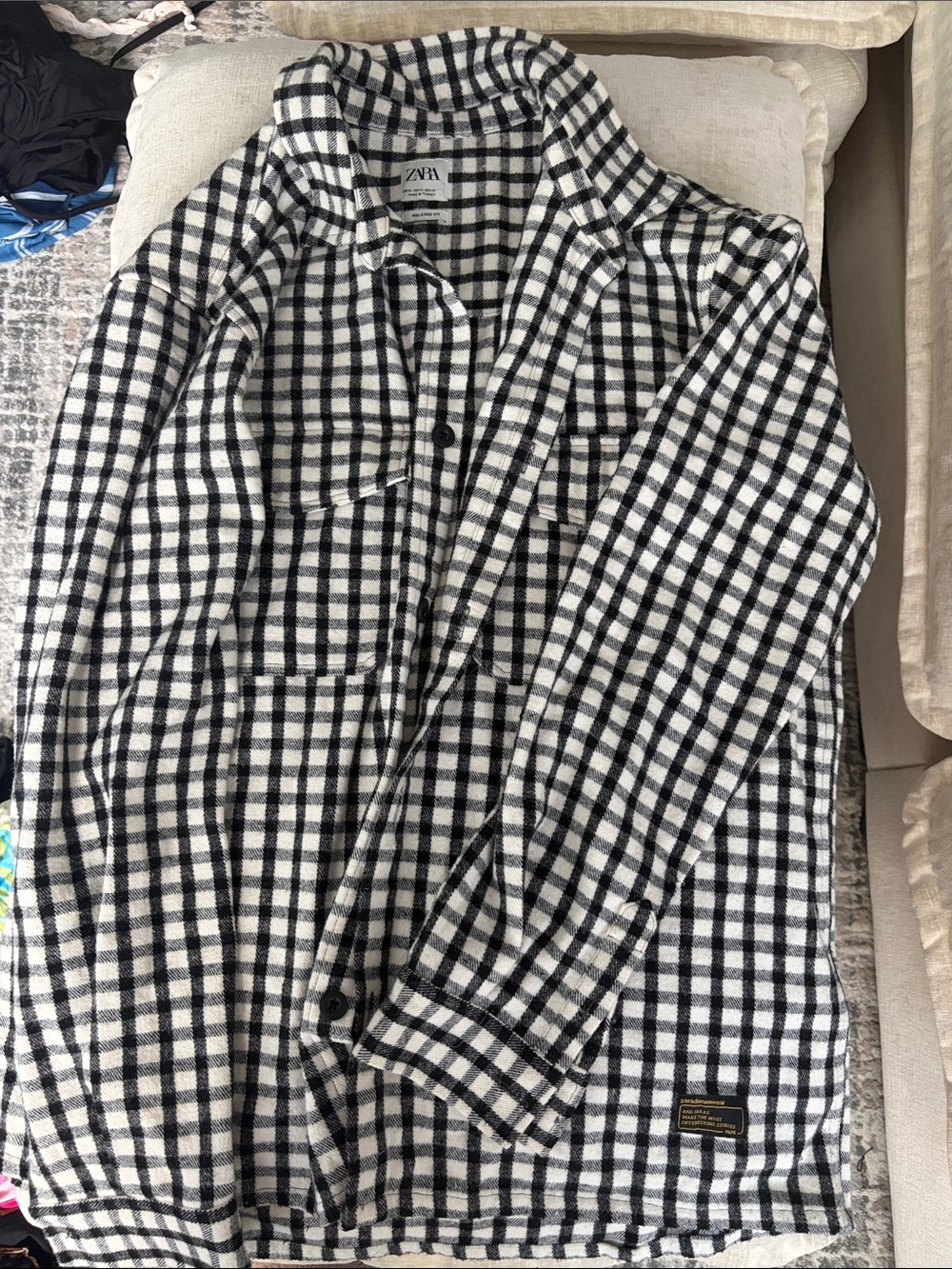 ZARA Black and White Check Plaid Shacket